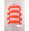 Plus Size Women Striped Spliced Round Neck Pullover Sweater Loose Lazy Autumn Wear