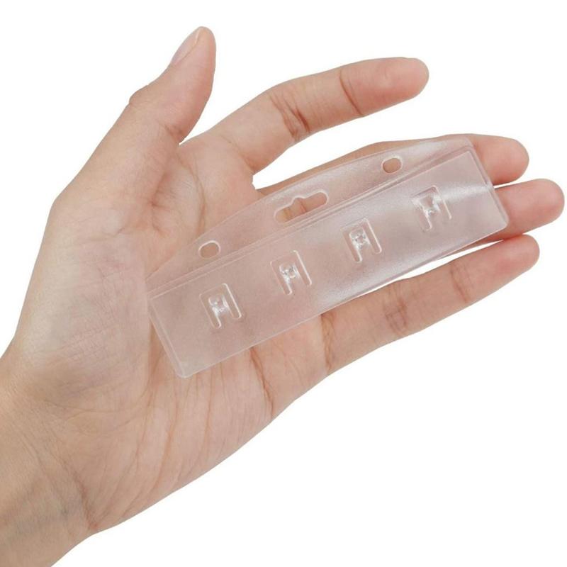 Pack Of 5 Horizontal Half Card Badge Holder For Swipe Id Cards Frosted Rigid