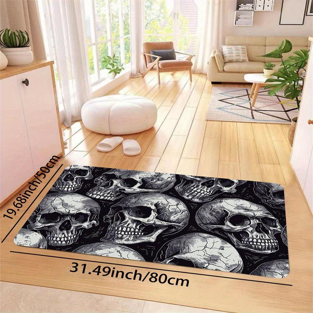Punk Skull Floor Mat Dining Table Non-Slip Mat Dark Wind Door Mat Wear Entrance Balcony Cafe Home Decoration