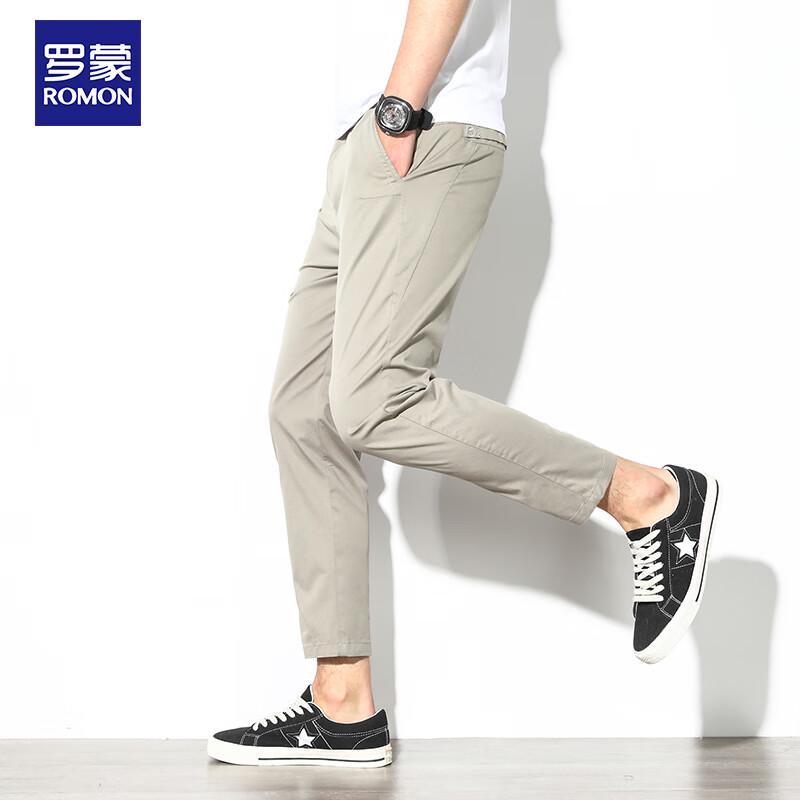 ROMON Men's Summer Loose Fit Casual Cropped Pants