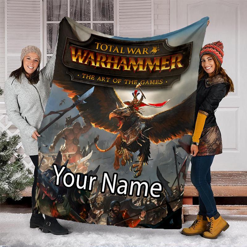 Custom Name Total War Warhammer Theme Printed Blanket - Perfect for Couch, Bed, Travel & Outdoor Use | Machine Washable, Cozy & Durable.