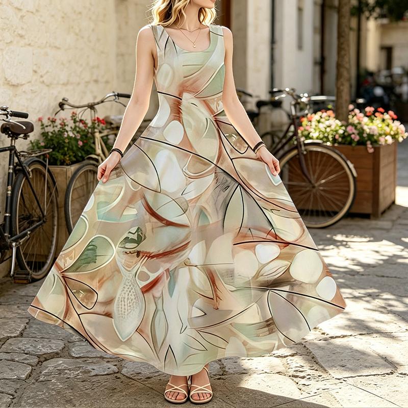 Maxi Tank Dress Women's Summer Casual Sleeveless Lightweight Dress,Stylish & Elegant,Perfect for Vacation,Daily Wear,Spring & Fall Layering
