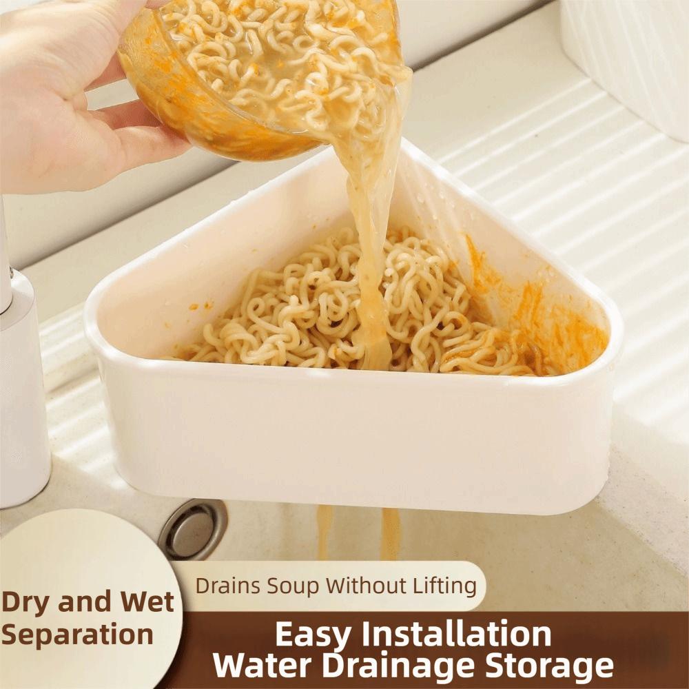 Compact Faucet Drainage Basket Triangle Shaped Triangle Sink Filter Rack  Household Use