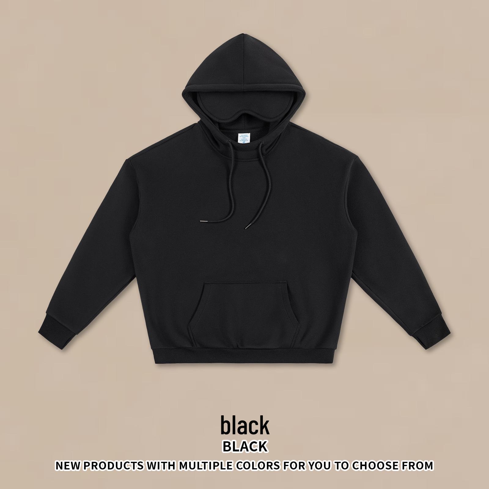 

Чоловіча велюрова худі RS з отворами для великого пальця - Американський стиль для подорожей з транскордонним дизайном маски для очей Small чорний