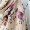 Spring and Autumn Long Shawl Artistic Flower Print Hanging Tassel Fashionable Scarf Women's Travel Sunscreen Decoration Exterior