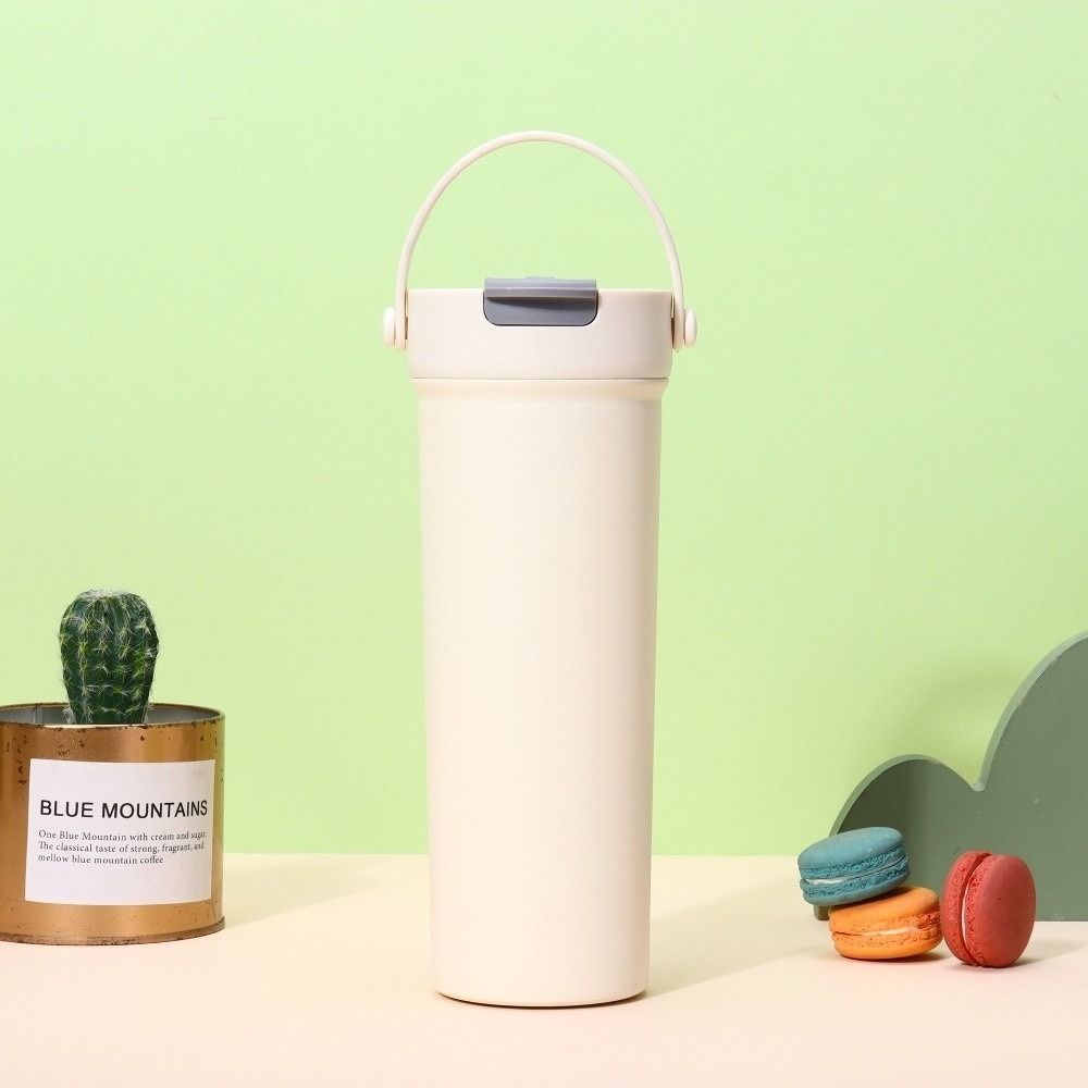 Portable Bowknot Insulated Cup Stainless Steel Solid Color Vacuum Mug Handle Thermal Car Coffee Cup Travel
