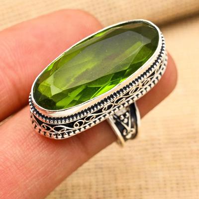 Peridot Gemstone Handmade 925 Sterling Silver Ring Jewelry For Memorial Day