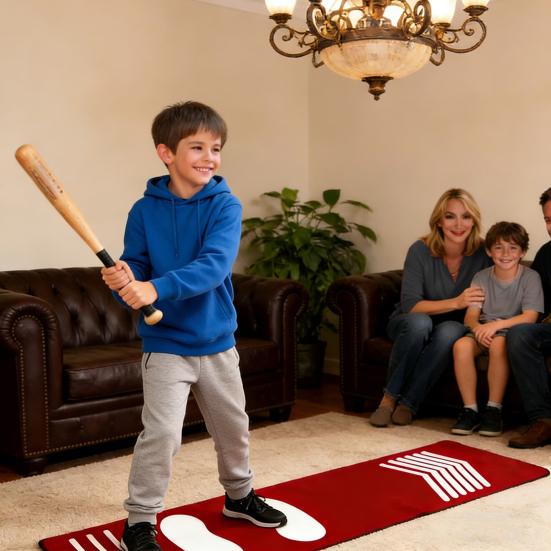 Baseball Batting Mat for Training Shock Absorbing Softball Pitching Mat Batting Practice Mat with Anti-Slip Bottom Footprint Guide for Beginner