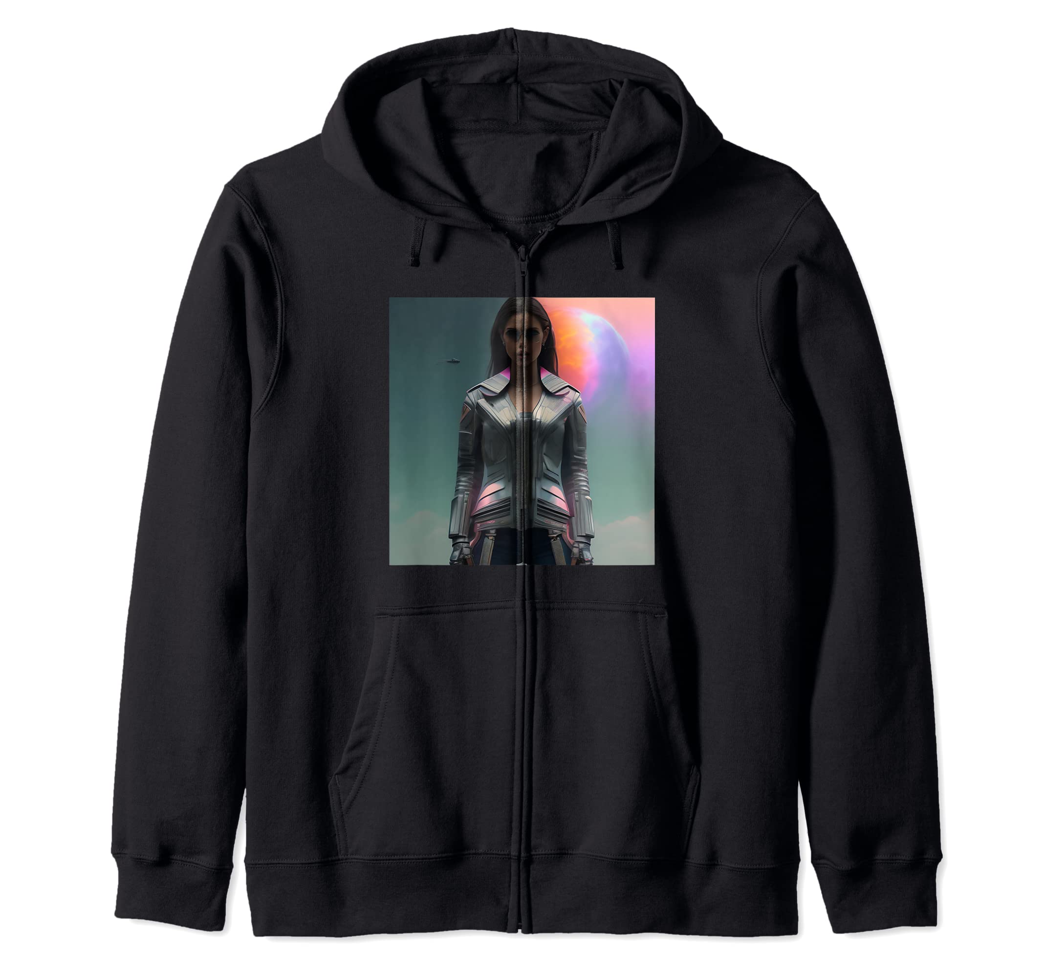 

Cyberpunk Space Cadet Pilot Grey Leather Jacket Collar Zip Hoodie Women s чёрный