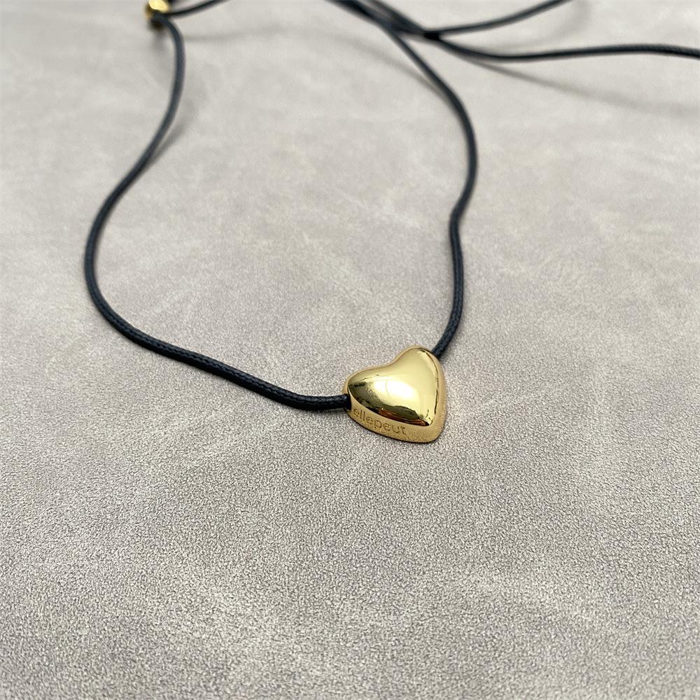 Korean Blogger Style Adjustable Heart Necklace - Minimalist Cold Style Collarbone Chain