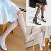 Women Girls See Through Thin Mesh Pantyhose Stockings Japanese Style Sweet Side Hollowed Heart Jacquard Tights Leggings