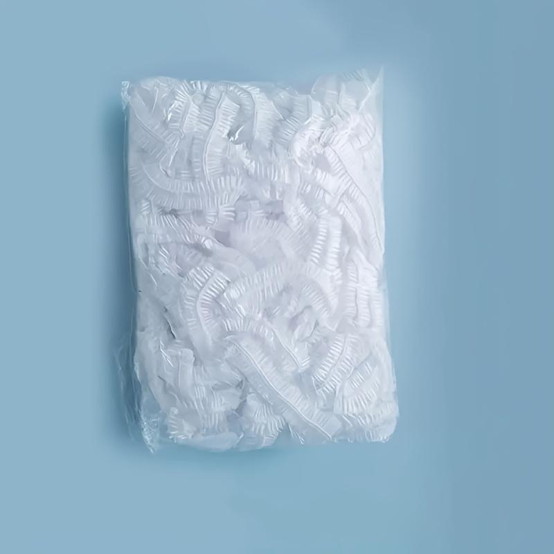50Pcs/set Extra Large Disposable Shower Caps, Thickened PVC Material, Dedicated for Home Travel SPA Hair Salon Elastic Design Bath Accessories