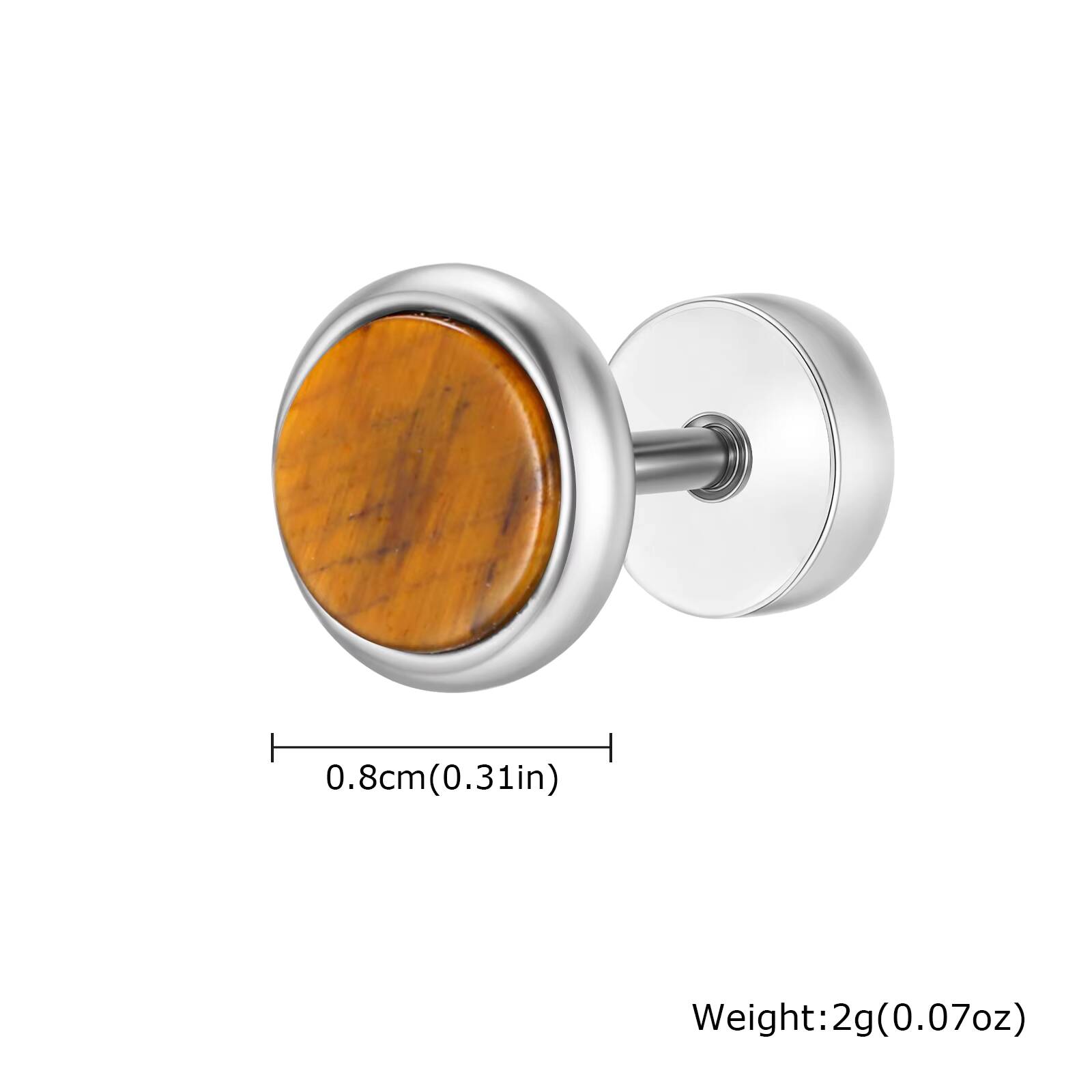 

Vnox Hypoallergenic Stainless Steel Stud Earrings for Men, Small Round Natural Tiger Eye/Turquoise/Agate Stone Fashion Jewelry