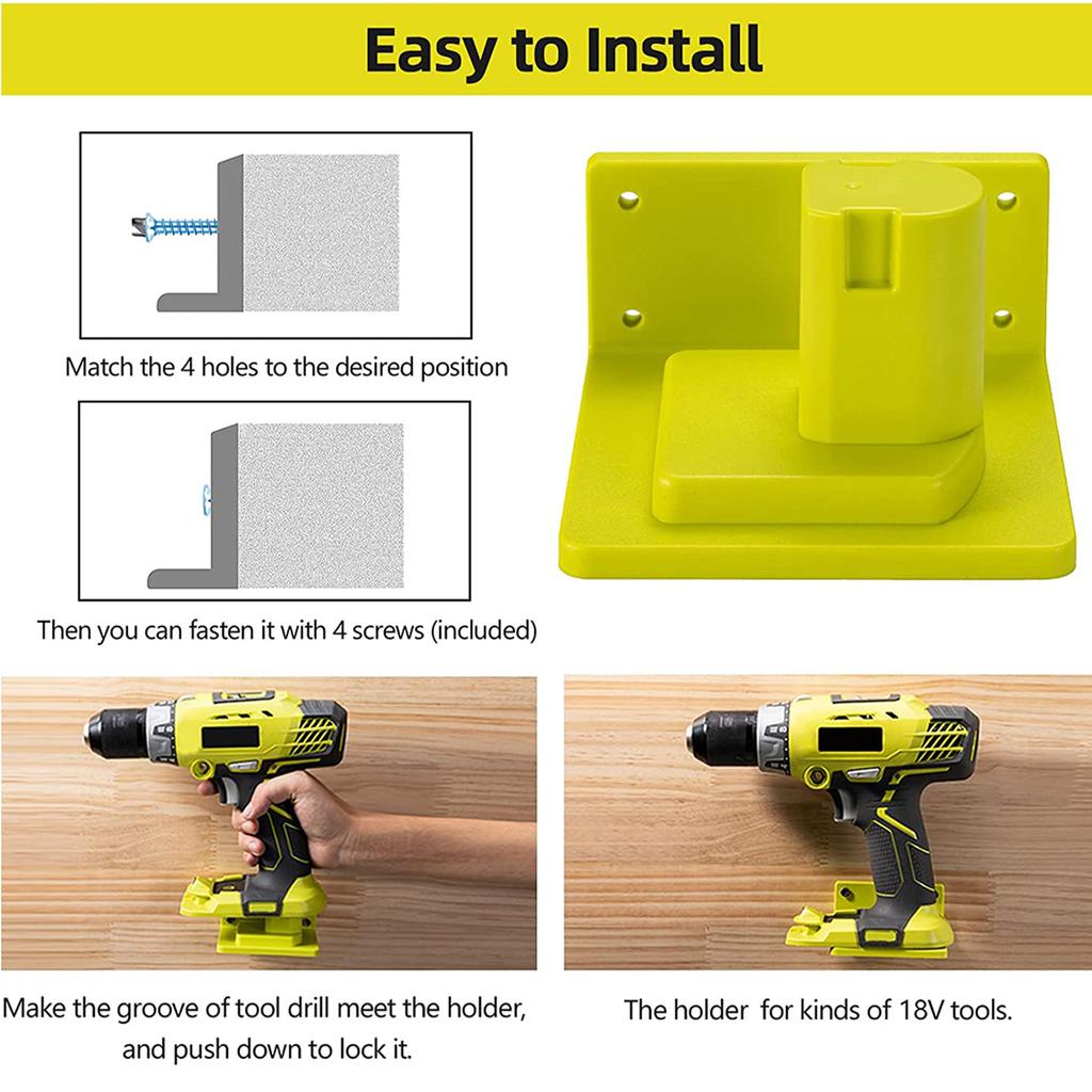 5-20 ks Nástěnný úložný stojan na stroje pro držák baterií Ryobi 18V Lithium Heavy Duty Závěs na elektrické nářadí do dílny a garáže