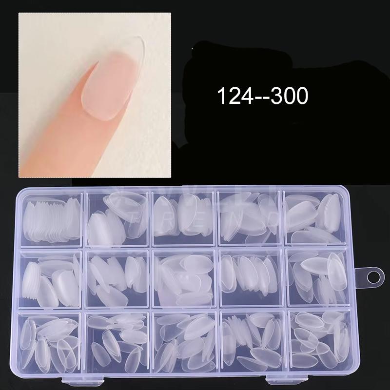 300pcs Nail Art Press on False Nail Matte Clear Full Cover Coffin Square Almond Short Fake Nail Gel Tips Manicure Extension Tool