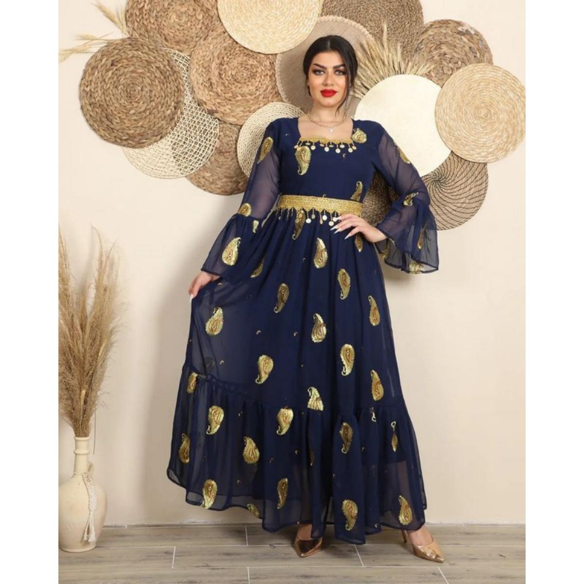 Spring Summer New Women s Sexy Chiffon Embroidered Dress With Belt XS