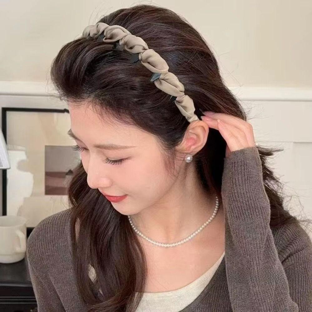 Comfortable Wrapped Hair Hoop Wave Pattern Non-Slip Headband Women's Satin Hairband  Women Use