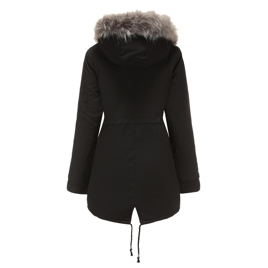 Women Mid-length Hooded Winter Warm Plus Fleece Coat Plus Cotton Padded Coat