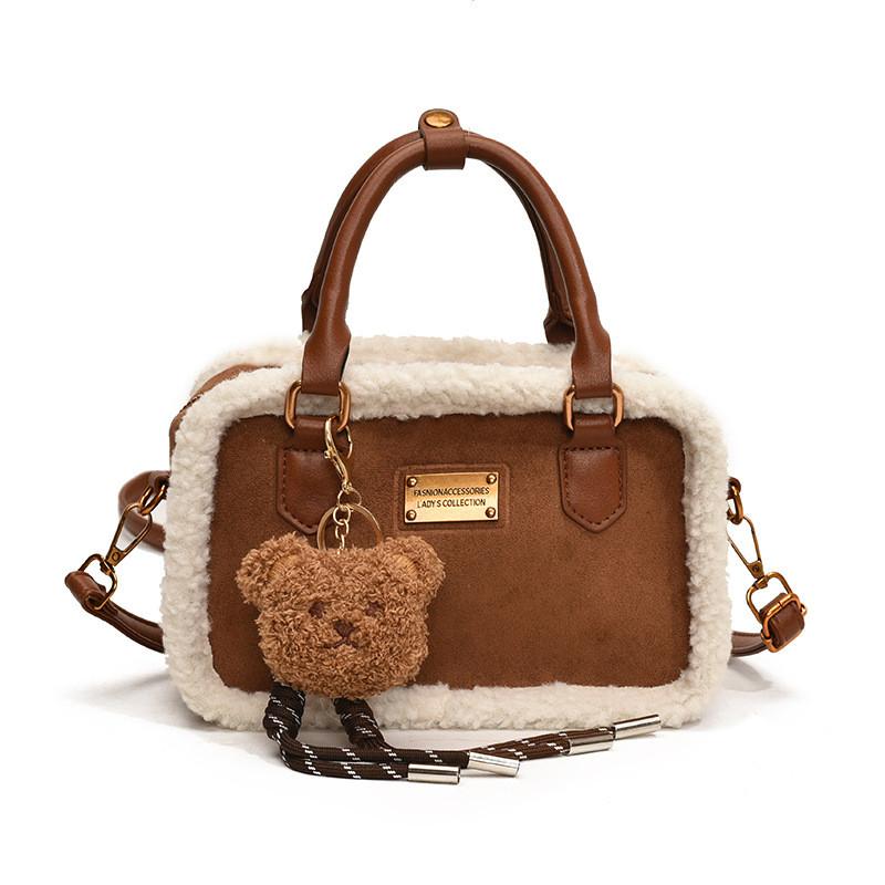 Ielgy Fashion Pillow Bag Autumn Winter Plush Portable All-Match One-Shoulder Messenger Bag