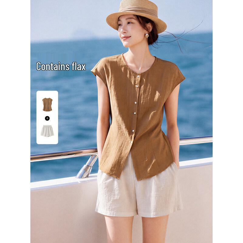 Mohan Yimei 2026 Women s Linen Summer Two-Piece Set S
