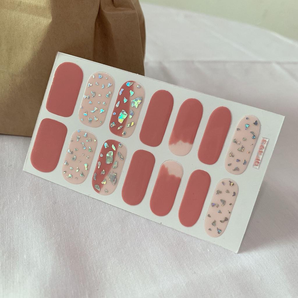 Leopar Desenli Tırnak Sanatı Etiketi Cam Mor İnternet Ünlüsü Tam Etiket Küçük Taze Nude Tırnak Etiketi