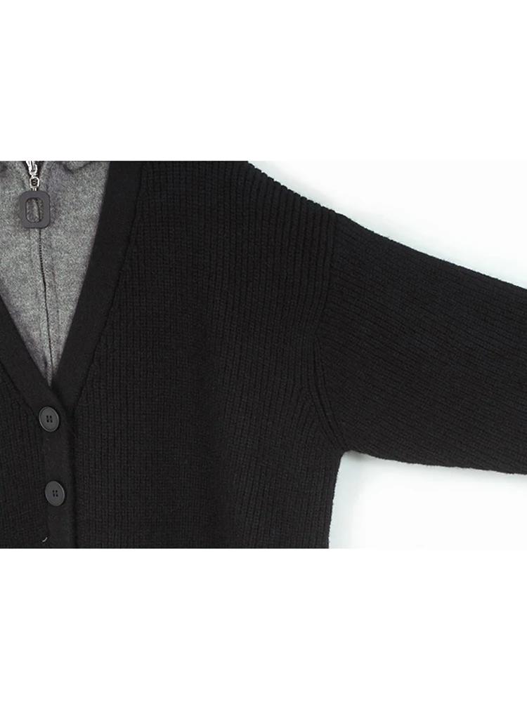 Xitao Hooded Contrast Color Single Breasted False Two Pieces GMM1170