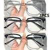 3PCS Fashion Square Myopia Glasses Anti-blue Light Glasses Men Rectangle Semi Rimless Eyewear for Women Office Computer Goggle