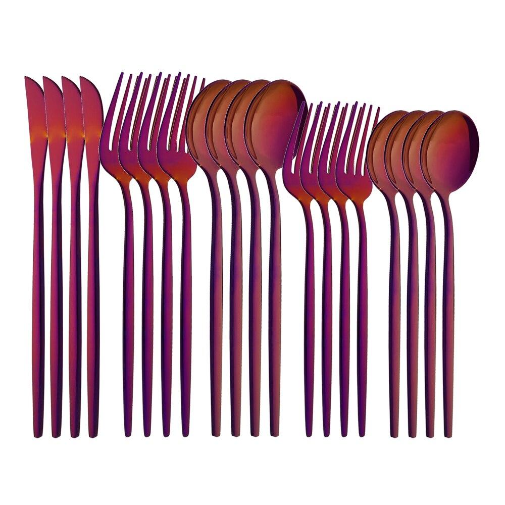 20Pcs/4Sets Stainless Steel Cutlery Tableware Mirror Polished Dinnerware Set White Gold Knife Fork Spoon Flatware Silverware Dinner Set