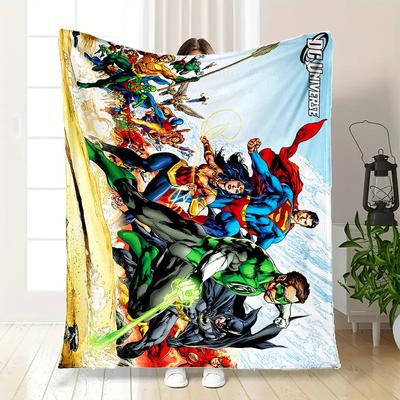 DC Comics Superhero Group Action Scene Poster PrintBlanket Flannel Throw Blanket for Sofa, Bed, Travel, Camping, Office, Couch, Chair