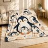 Penguin Family Group Coral Fleece Blanket