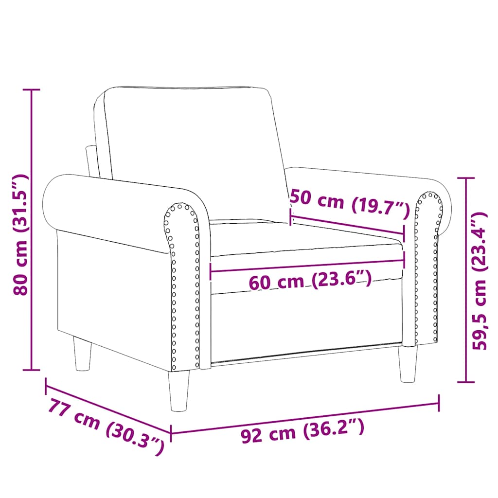Armchair Blue 60 Cm Velvet