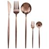 5Pcs Black Gold Dinnerware Set Knife Fork Spoon Flatware Set Stainless Steel Tableware Set Kitchen Cutlery Fruit Fork Silverware