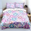 Juego de Ropa de Cama con Estampado de Fondo Floral Colorido 1 Funda Nórdica 2 Fundas de Almohada Para Adultos y Niños Regalo de Lujo Tamaño Completo