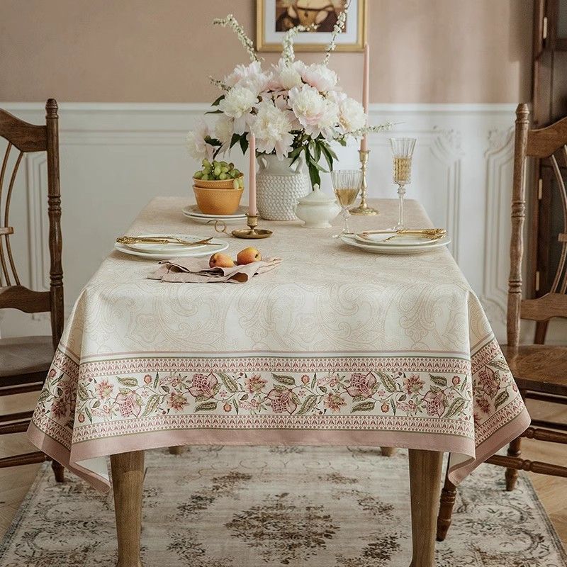 Light Luxury High-End Tablecloth Retro Pastoral Short Plush Dining Table Cloth Waterproof And Dustproof Thick Tablecloth Cover Cloth