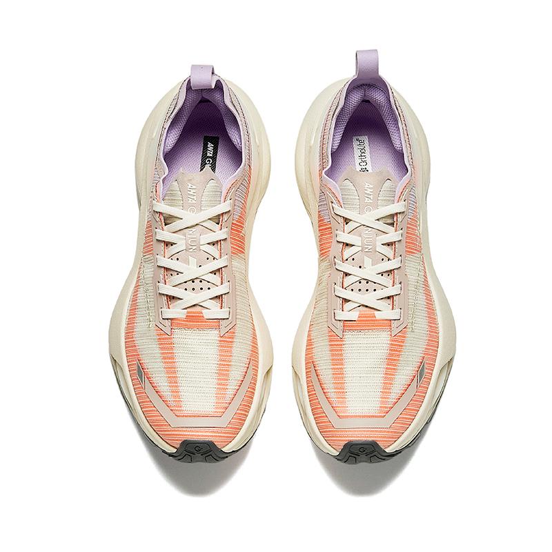 Anta Comfortable Shock Absorbing Non-Slip Durable Low-Top Running Shoes Men Sneakers Beige Orange 112436603A-1