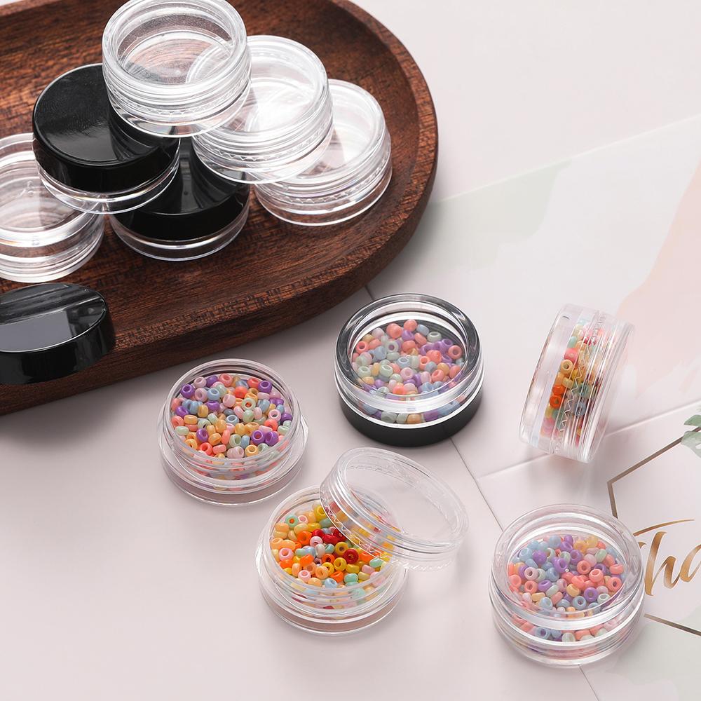 20pcs/Lots Mini Clear Round Plastic Containers Transparent Storage Containers for Jewelry Making Bead Nail Art Craft Supplies