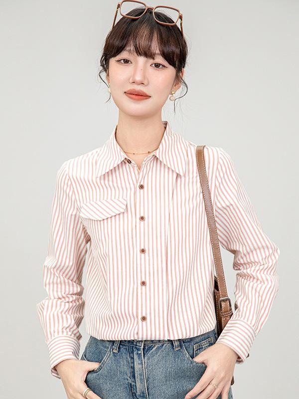 

French Striped Long Sleeve Shirt – Women s Spring Commuting Top S