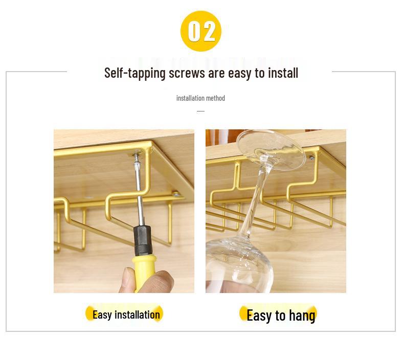 Red Wine Glass Hanging Rack for Stemware Display and Storage