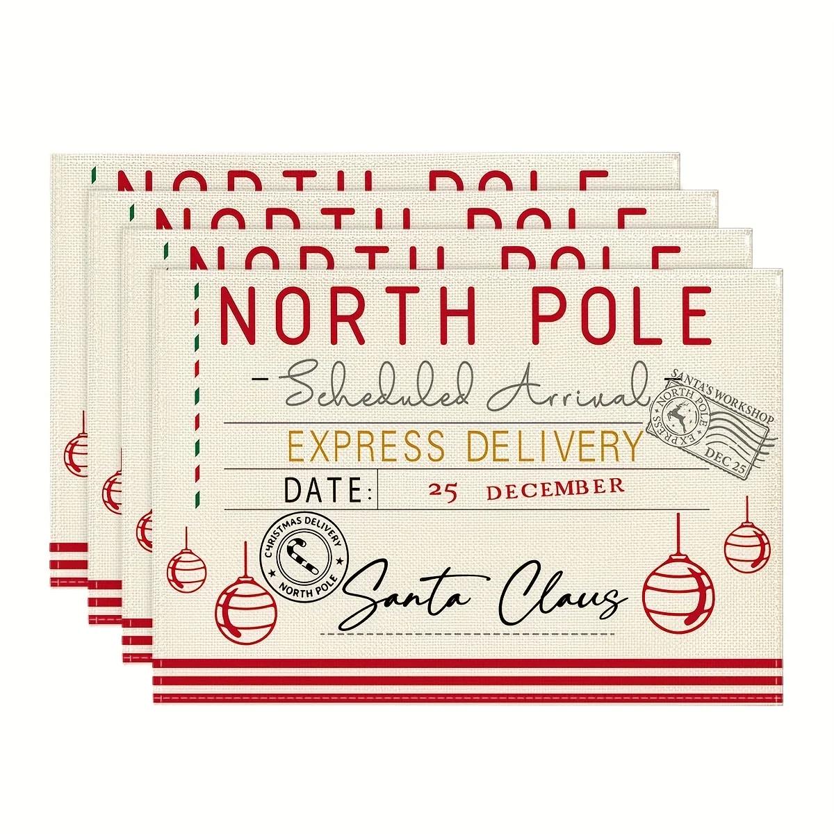 

1PC Simple Style Linen Christmas Meal Mat Insulated Machine Christmas Themed Santa Claus Letter Pattern Decorative Placemat 1PC 30x45CM