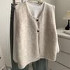 Literarischer Vintage Lazy Style Zweiknopf Strickweste Damen Frühling Herbst Ärmellos Geschlitzter Pullover Gilet
