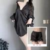 Sexy Underwear Boyfriend Style Women's Shirt Sexy Flirting Large Size Pajamas Pure Desire Thin White Nightdress Loungewear