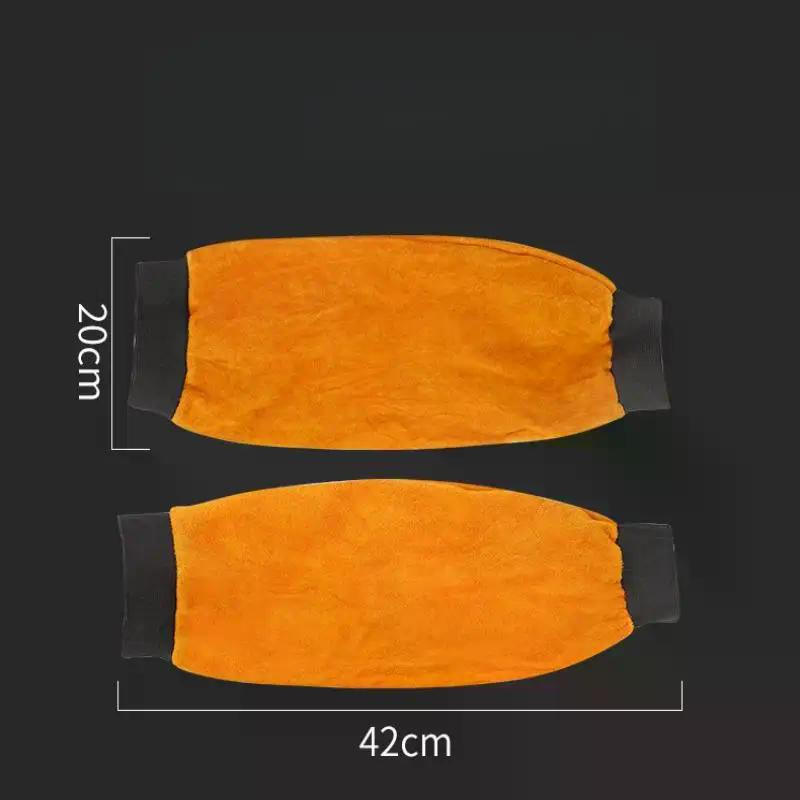 1 Pair Portable Welding Arm Guards, PU Leather Heat & Flame Resistant Sleeves for Industrial Work Protection