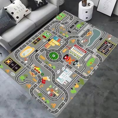 Highway City Traffic-Themed Rugs for Kids Toy Cars Car Play Mat for Boys and Girls Kids Rugs for Playroom Non-Slip Kids Play Rug