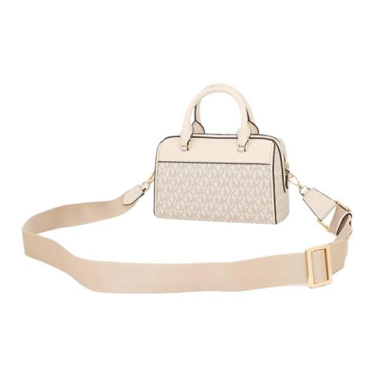 Michael Kors Classic Monogram Print Commuter Fashion Logo Coated Canvas Boston Bag Crossbody Handbag Women handbag White 35S2GTFC0B-LT-CRM-MULTI