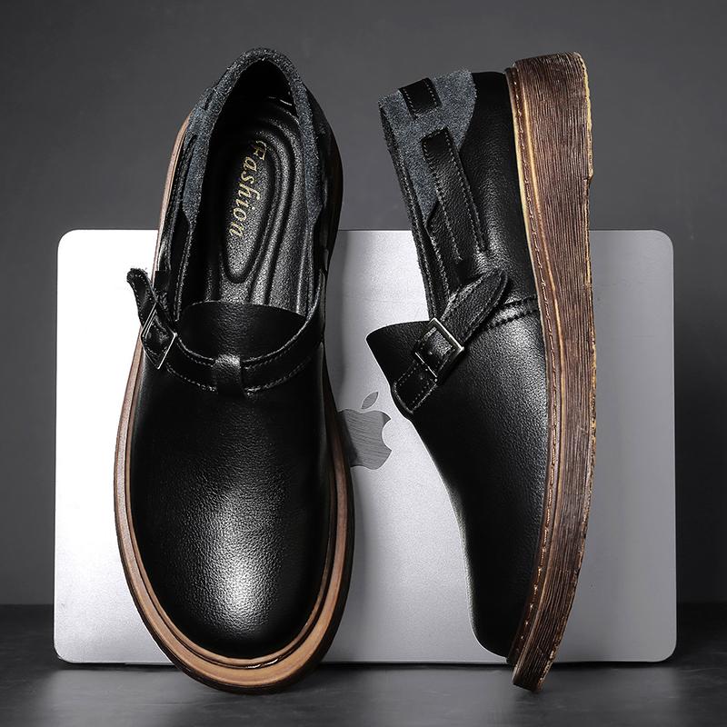British Retro Style Men'S Loafers Thick Soled Comfortable Walking Casual Shoes Men'S Business Dress Shoes For Interviews