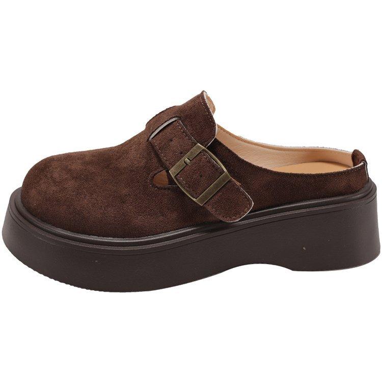 

[Youshilai] Round head retro baotou slippers women s spring 2025 new muffin temperament versatile one pedal 39 кавовий