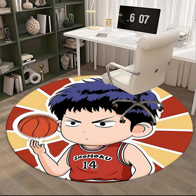 1pc Slam Dunk Anime Design Shohoku 14 Chair Mat - Office Desk Pad, Round Carpet for Home Decor