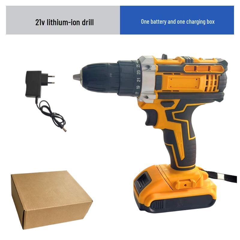 21V Lithium Battery Cordless Drill Set - Multi-Function Electric Screwdriver for Household Use