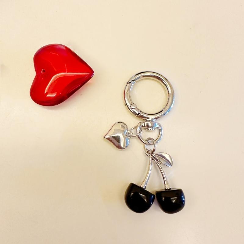 Cherry Bag Pendant Bag Charm Resin Cherry Keyring Fashion Alloy Jewelry Key Accessory Present for Fashion Women Girls