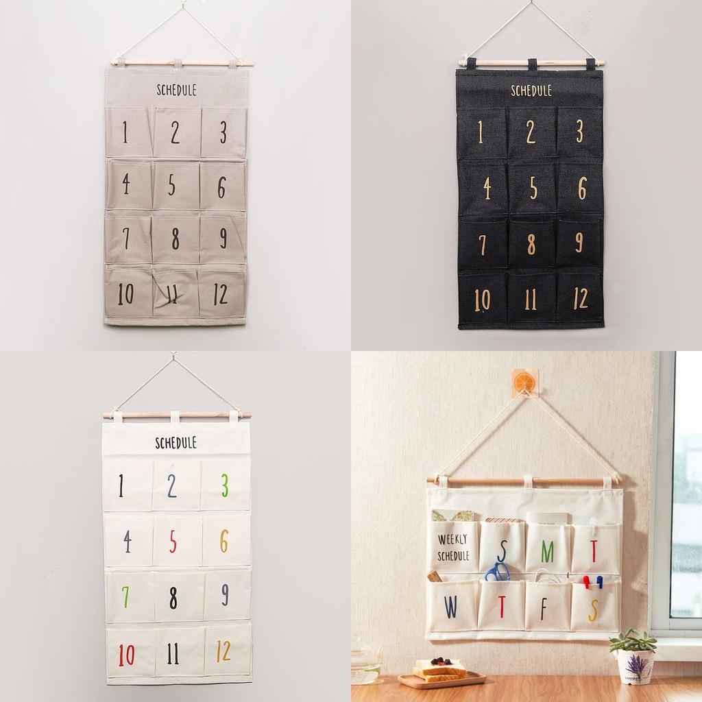 Hanging Storage Multilayer Bag With Cotton Linen Material Home Use Net Sundries